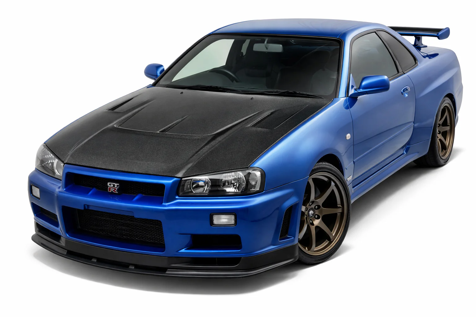 1999-2001 Nissan SKYLINE R34 (GTR) Cyber Style Carbon Fiber Hood - Image 2