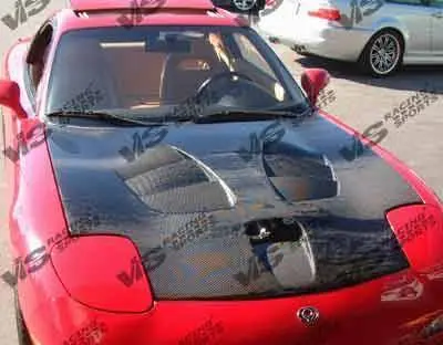 Carbon Fiber Hood Fuzion Style for Mazda RX7 2DR 1993-1996 - Image 3
